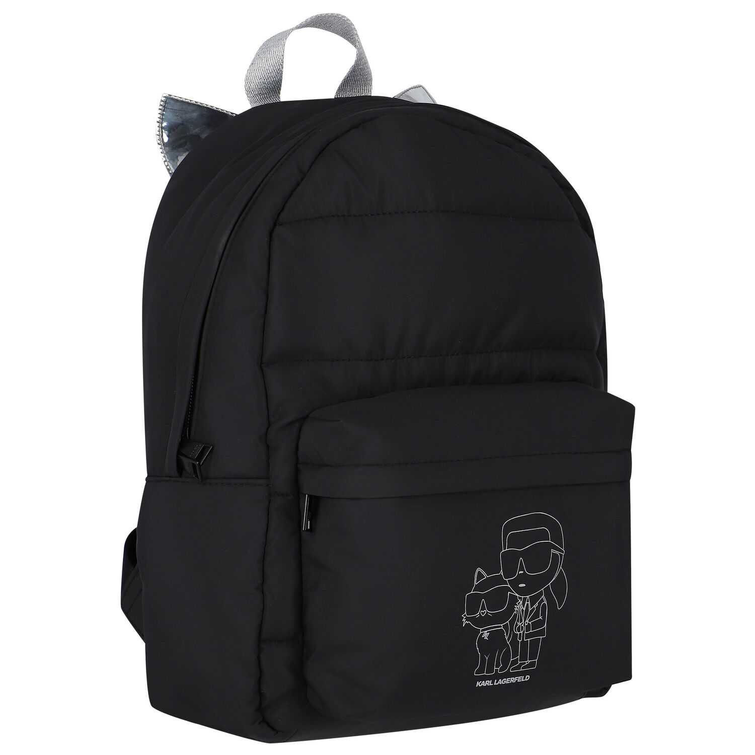 Girls Black Logo Backpack, 1, hi-res