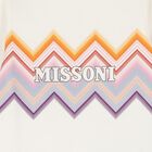 Younger Girls Ivory & Pink Zig Zag Logo Dress, 1, hi-res