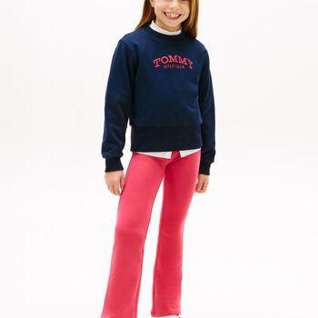 Girls Pink Logo Leggings