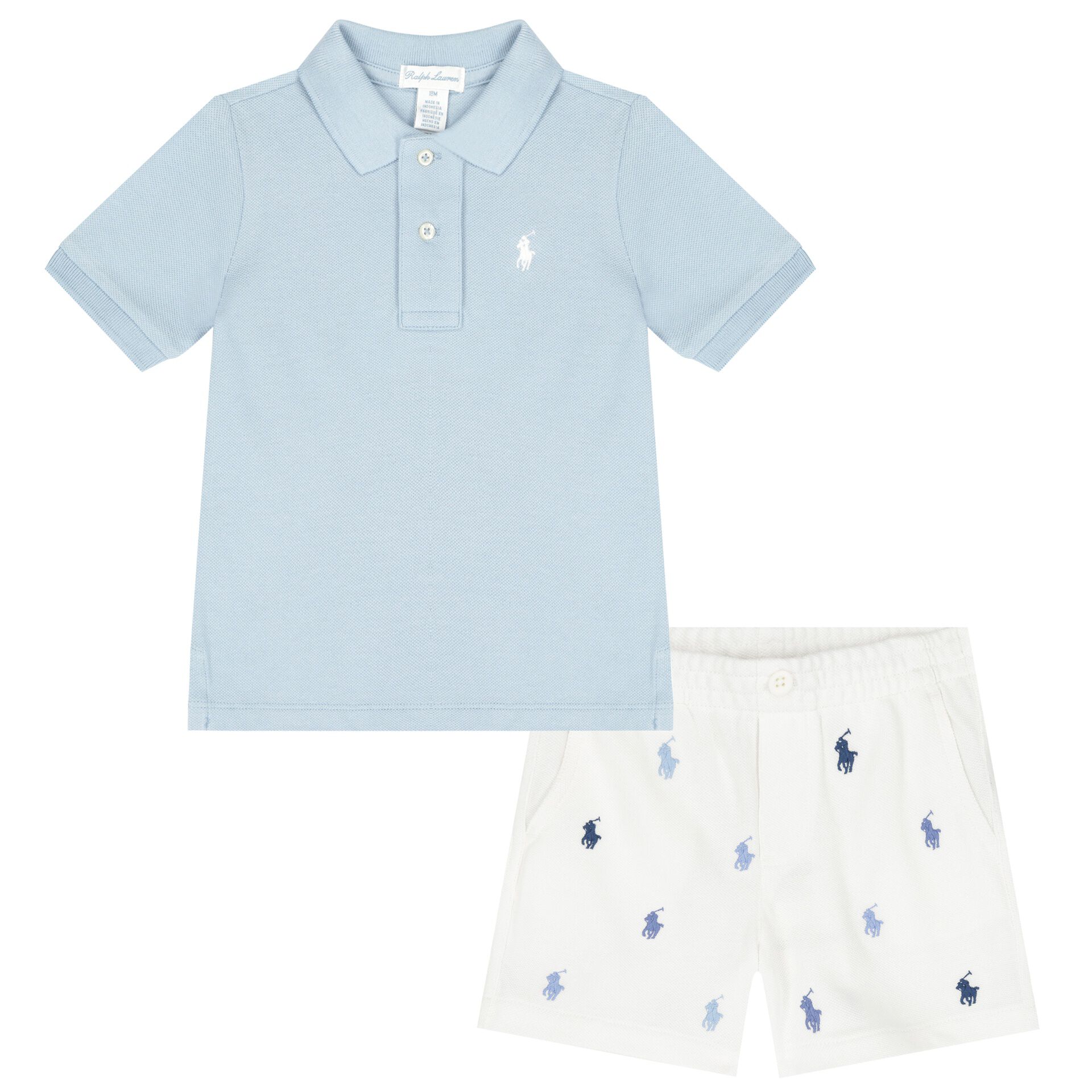 Ralph Lauren Baby Boys White Blue Shorts Set Junior Couture UK