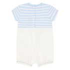Baby Boys White & Blue Dungaree & Hat Set, 3, hi-res