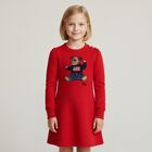 Girls Red Polo Bear Knitted Dress, 1, hi-res