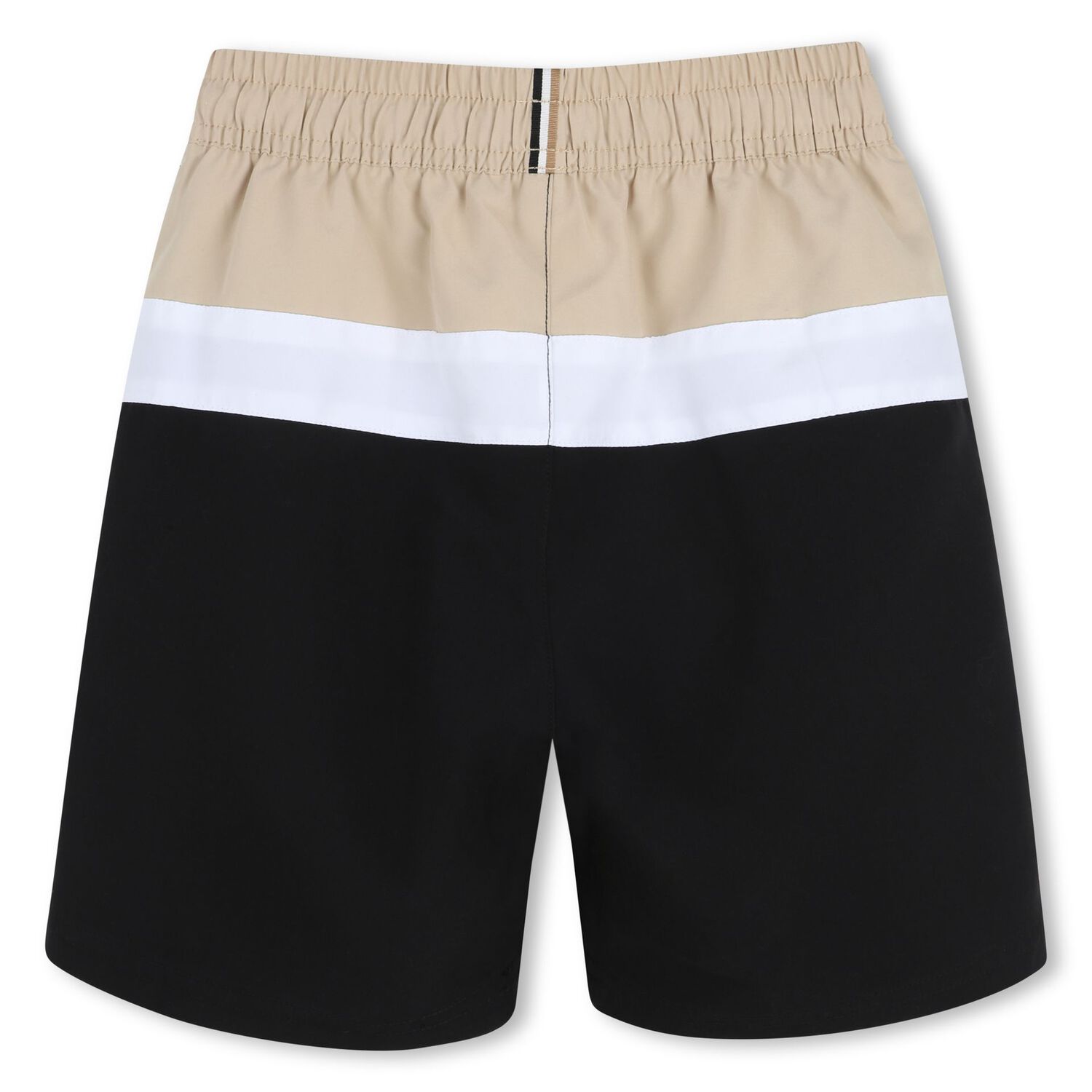 Boys Beige & Black Logo Swim Shorts, 1, hi-res