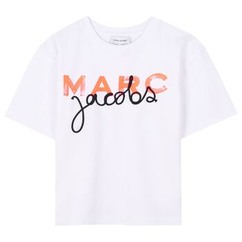 Boys White & Orange Logo T-Shirt