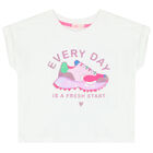 Girls White Sequin Trainer T-Shirt, 1, hi-res