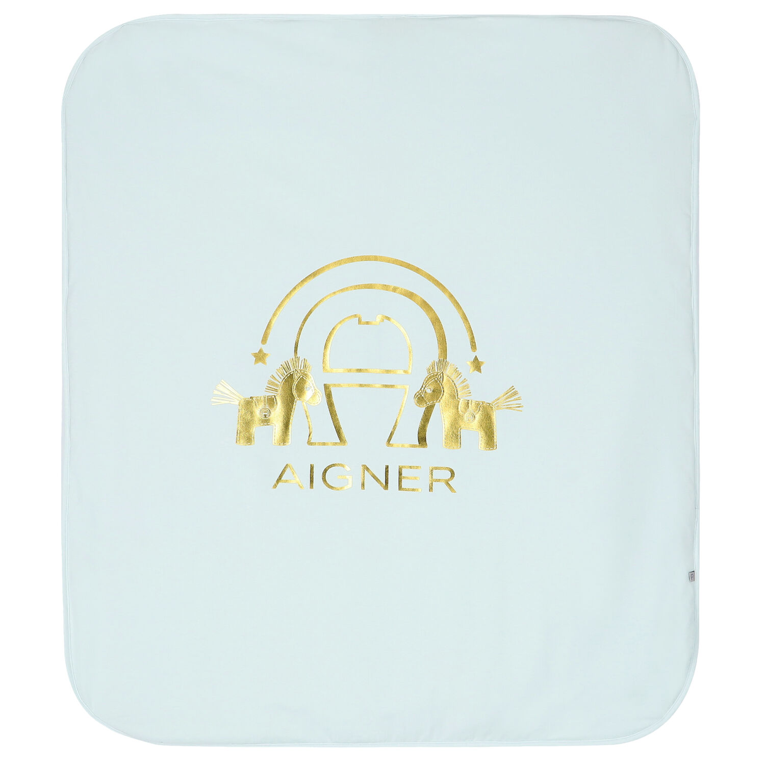 Blue & Gold Horse Logo Baby Blanket, 3, hi-res