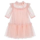 Girls Pink & White Heart Tulle Dress, 1, hi-res