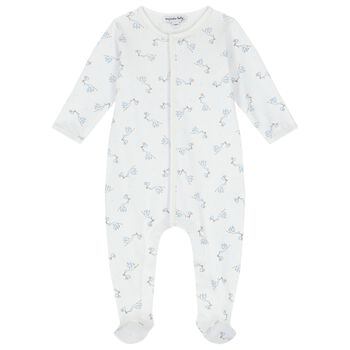 Magnolia Baby Baby Boys White & Blue Stork Print Babygrow, 1 Baby Boys White & Blue Stork Print Babygrow