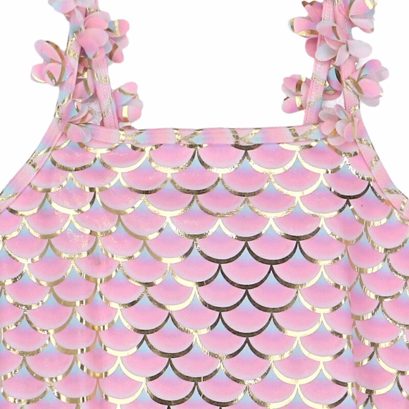 Girls Pink Mermaid Swimsuit, 1, hi-res image number null