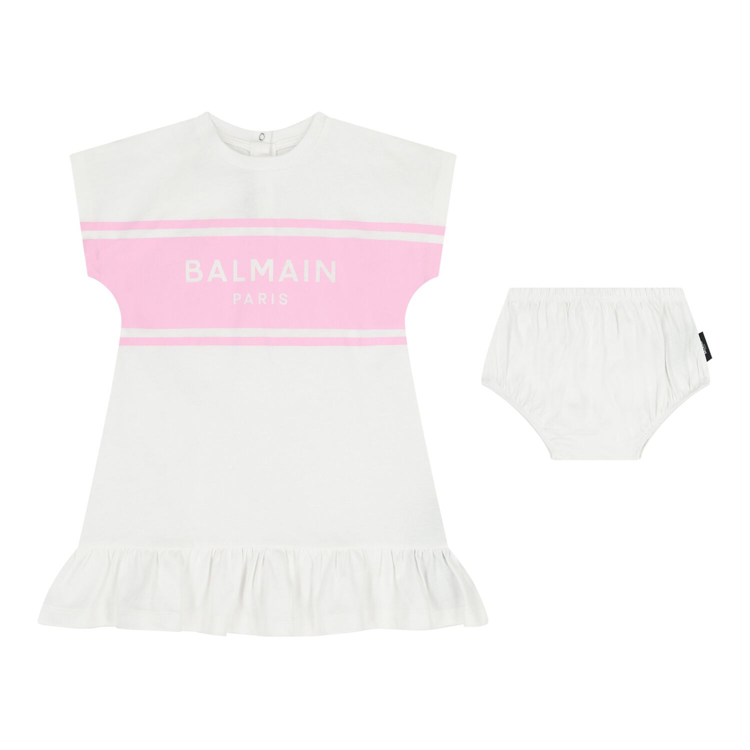 Baby Girls White & Pink Logo Dress Set, 1, hi-res