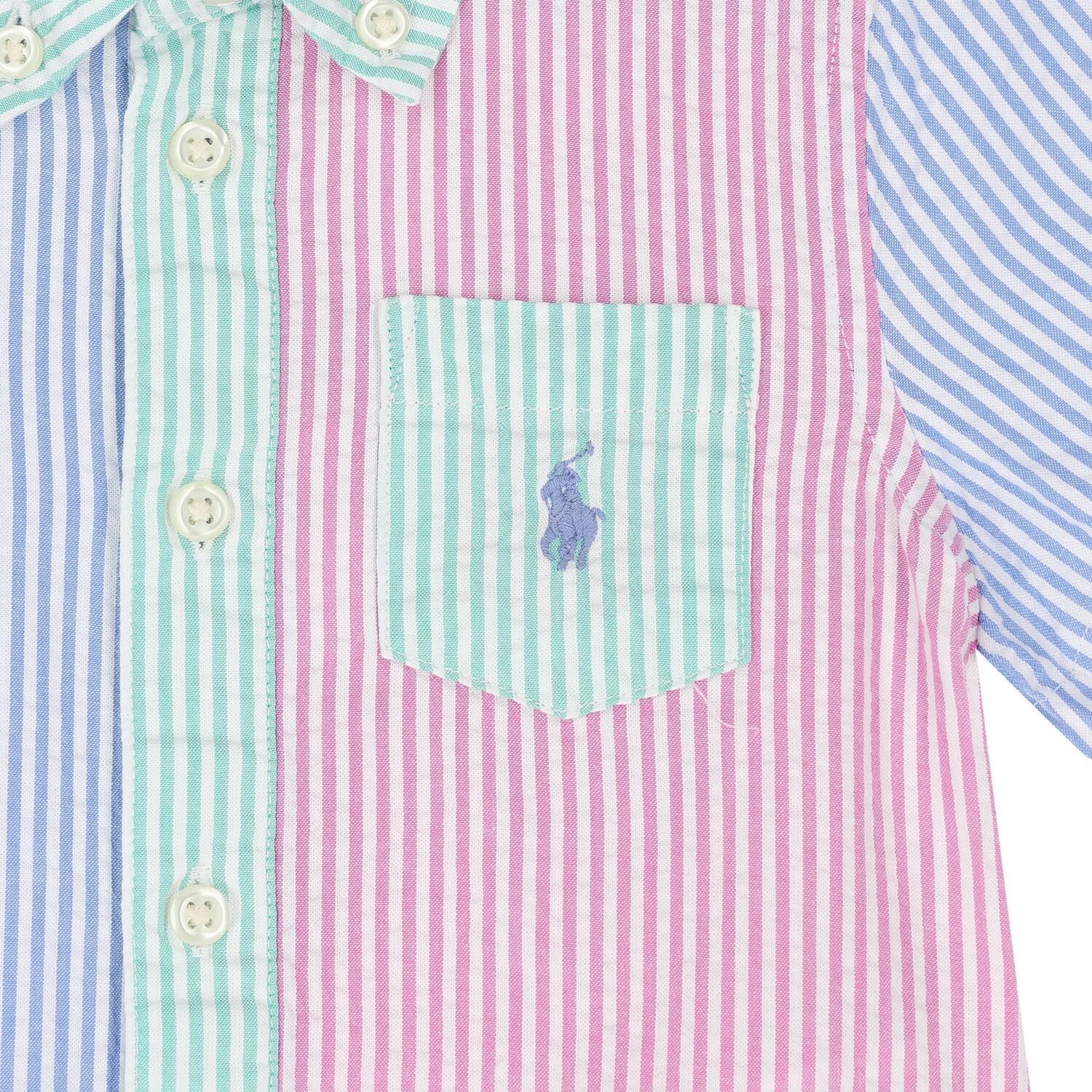 Baby Boys Multi-Coloured Striped Logo Romper, 1, hi-res