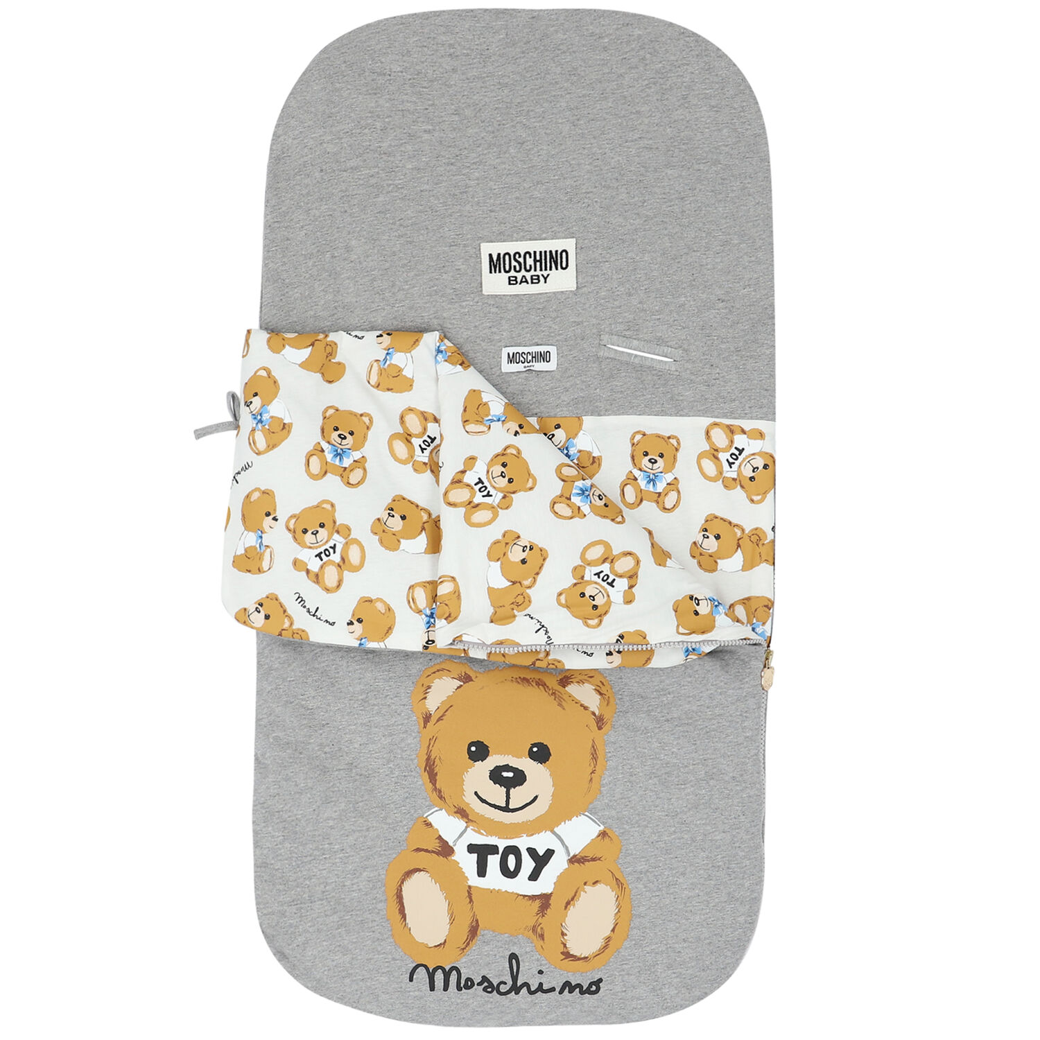 Grey & Ivory Teddy Logo Baby Nest, 1, hi-res