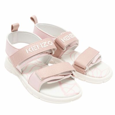 Girls Pink & White Logo Sandals