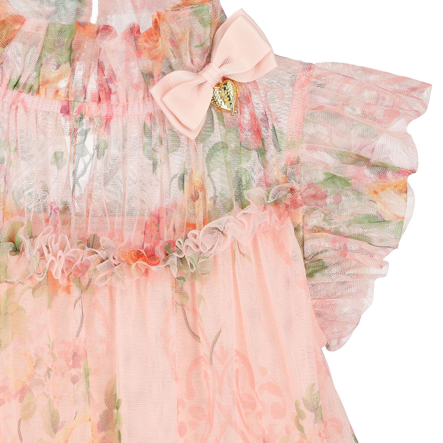 Girls Pink Rose Tulle Dress, 4, hi-res image number null