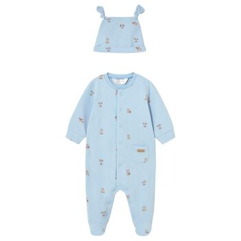 Baby Boys Blue Puppy Babygrow Set
