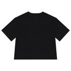 Girls Black Logo Diamante T-Shirt, 3, hi-res