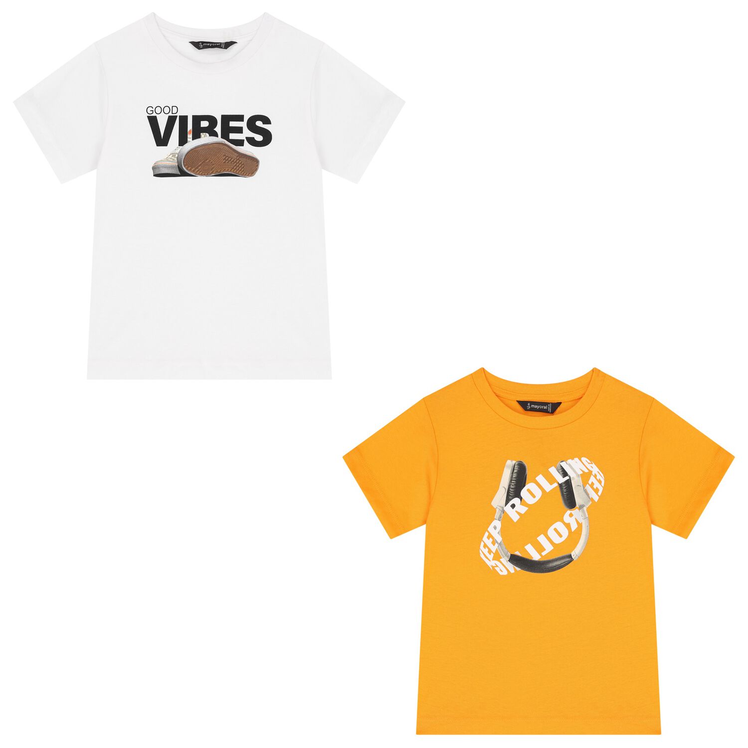 Boys White & Orange T-Shirts ( 2-Pack ), 2, hi-res