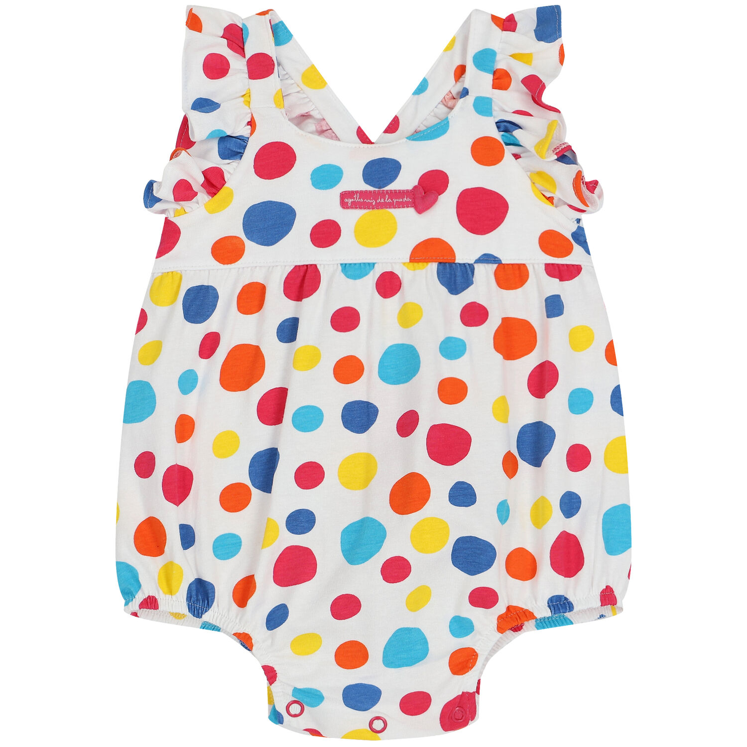 Baby Girls White Polka Dots Shortie, 1, hi-res