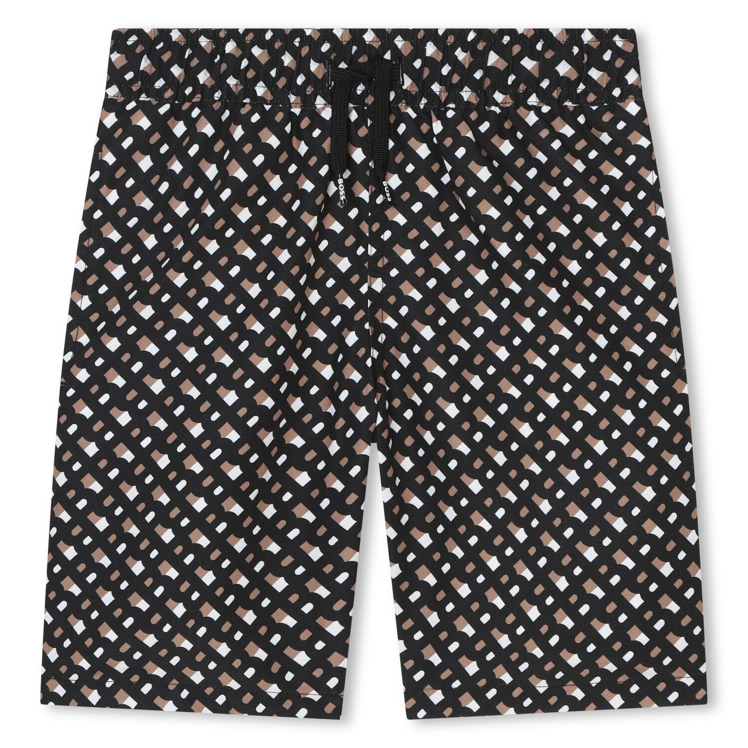 Boys Black, Beige & White Logo Swim Shorts, 1, hi-res image number null
