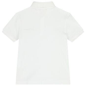 Boys White logo Polo Shirt