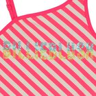 Girls White & Pink Striped Logo Swimsuit, 1, hi-res