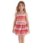 Girls Pink & Orange Zigzag Knitted Dress, 1, hi-res