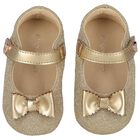 Baby Girls Gold Glitters Pre Walker Shoes, 1, hi-res