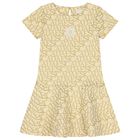 Girls Beige & Gold Logo Dress, 2, hi-res