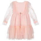 Girls Pink Dot Tulle Dress, 1, hi-res