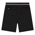 Younger Boys Black Denim Shorts, 1, hi-res