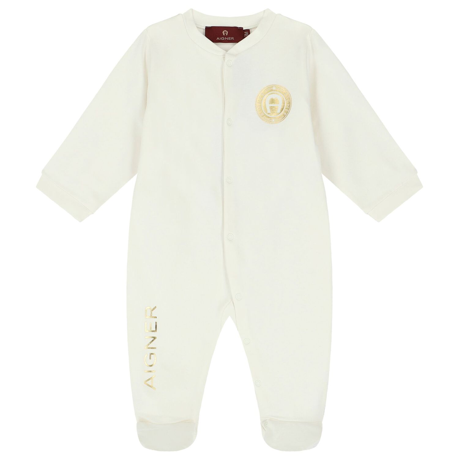 Ivory & Gold Logo Babygrow, 1, hi-res image number null
