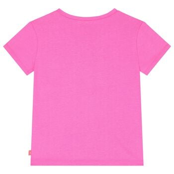 Girls Pink Logo Heart Sequin T-Shirt