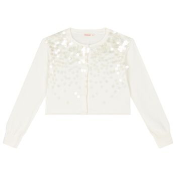 Girls Ivory Sequin Cardigan