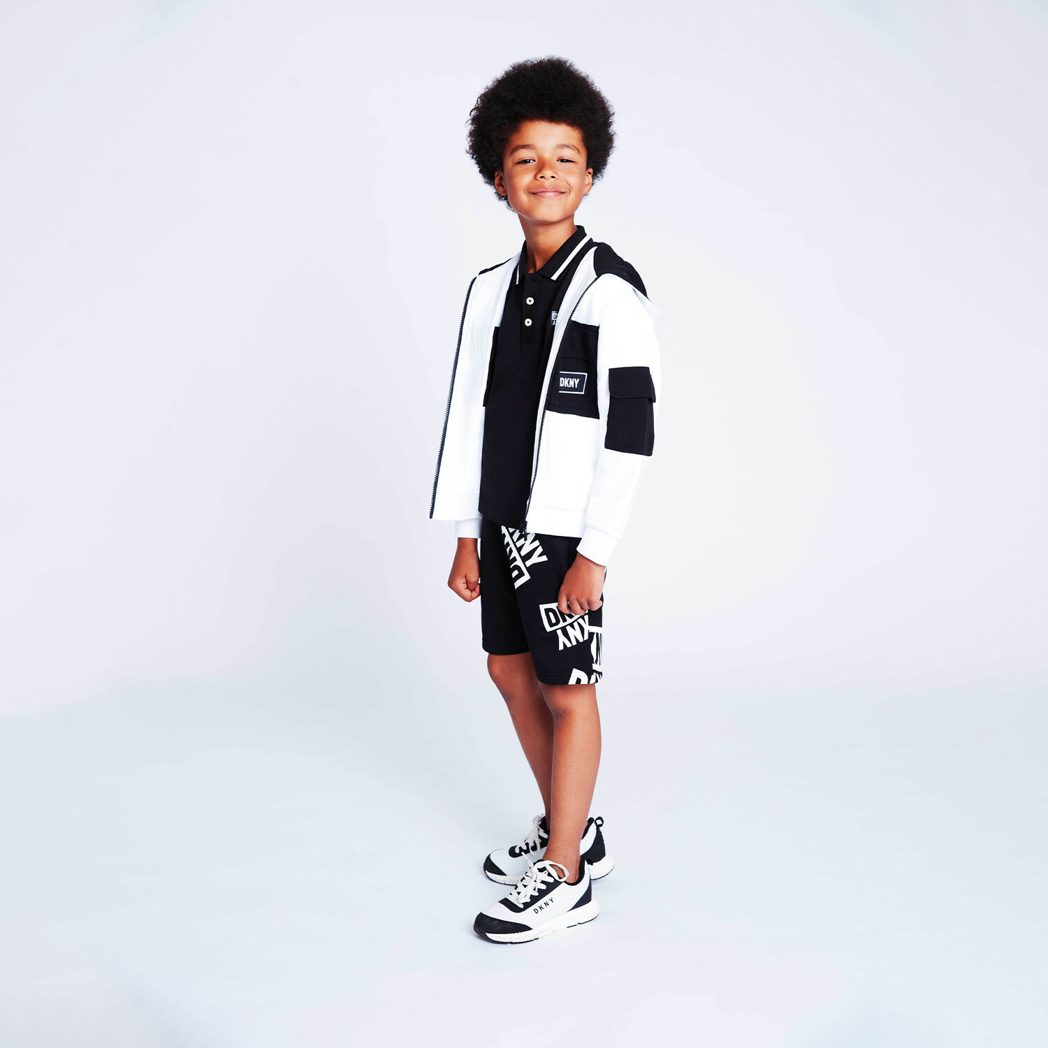 Boys Black Logo Polo Shirt, 1, hi-res