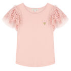 Girls Pink Lace Top, 1, hi-res