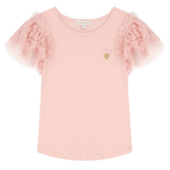 Girls Pink Lace Top