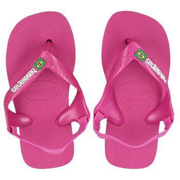 Girls Pink Logo Flip Flops