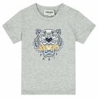 Younger Boys Grey Tiger T-Shirt, 1, hi-res