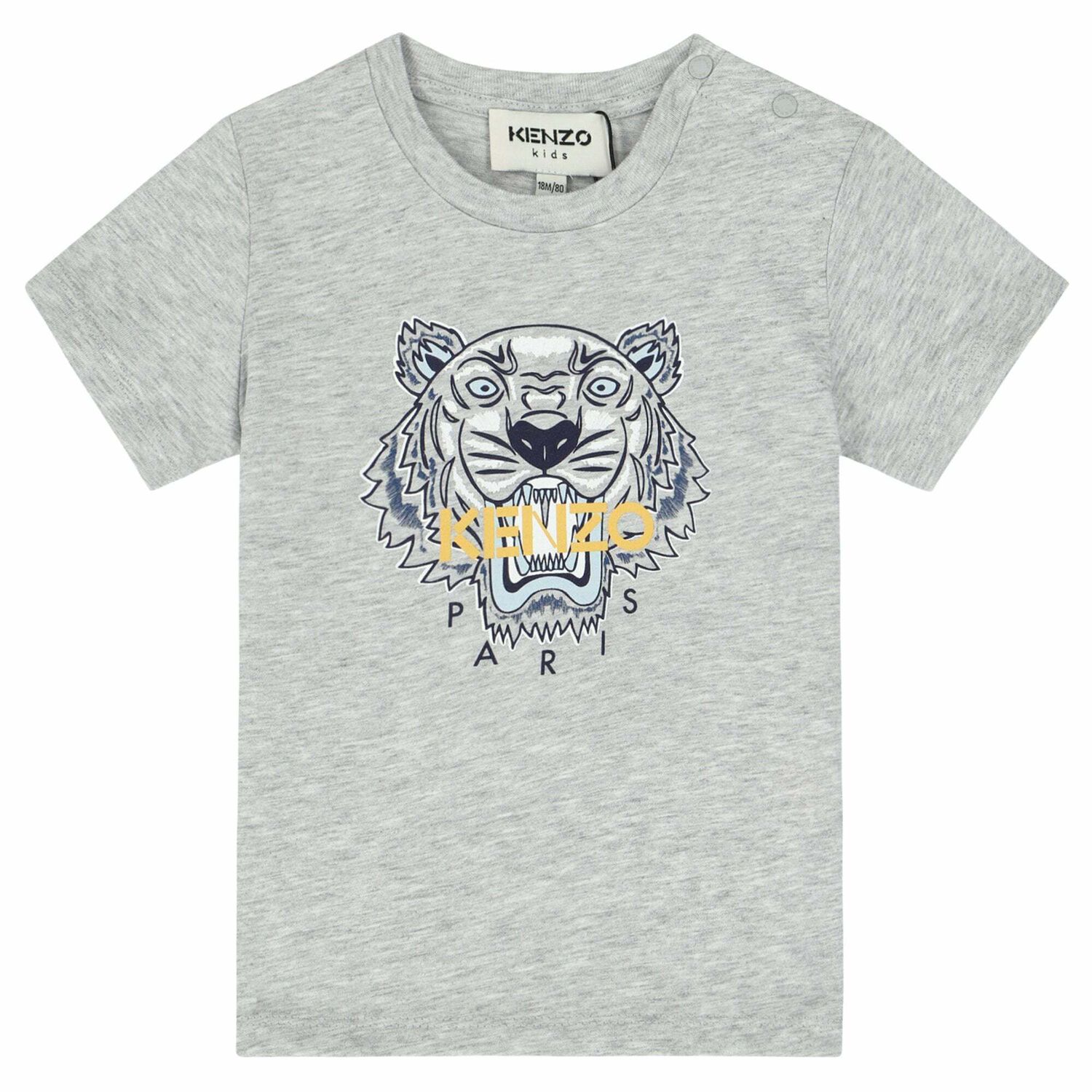 Younger Boys Grey Tiger T-Shirt, 1, hi-res