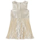 Girls Gold Bow Dress, 1, hi-res