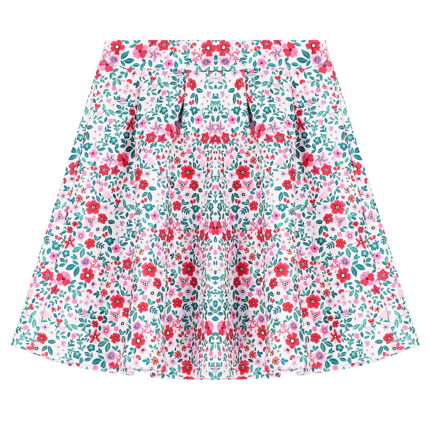 Girls Pink & Blue Floral Skirt, 2, hi-res