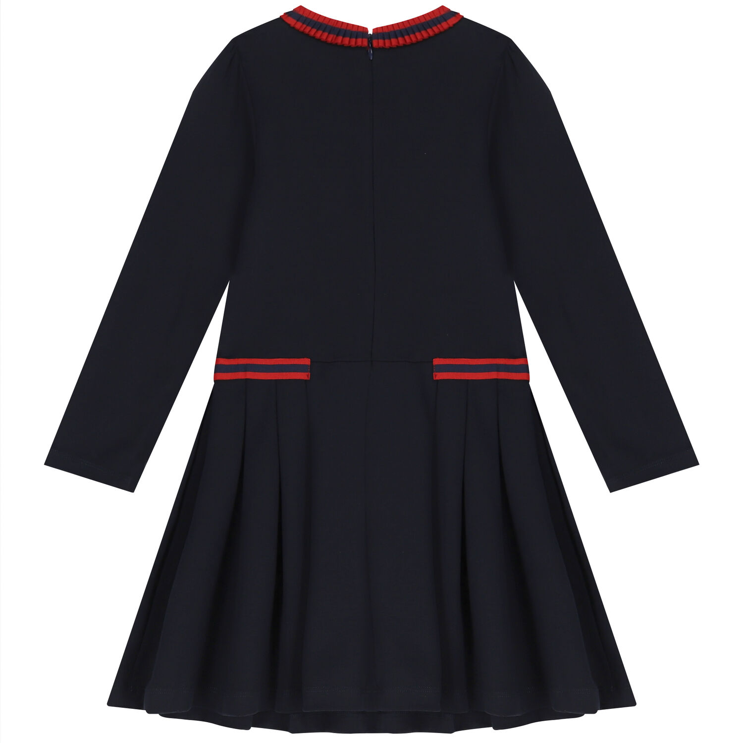 Girls Navy Blue Pleated Dress, 1, hi-res
