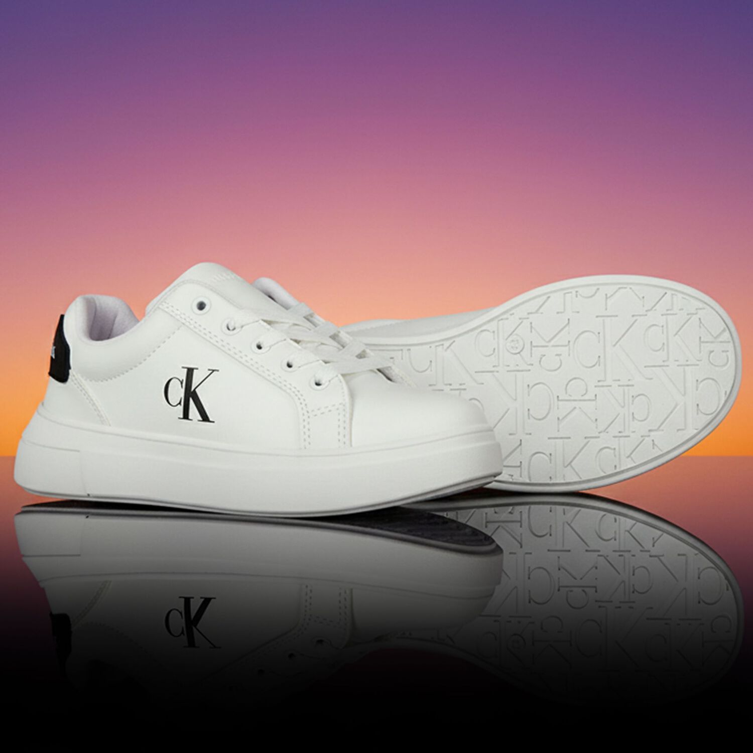 White & Black Logo Trainers, 1, hi-res