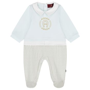 Baby Boys Blue Logo Babygrow