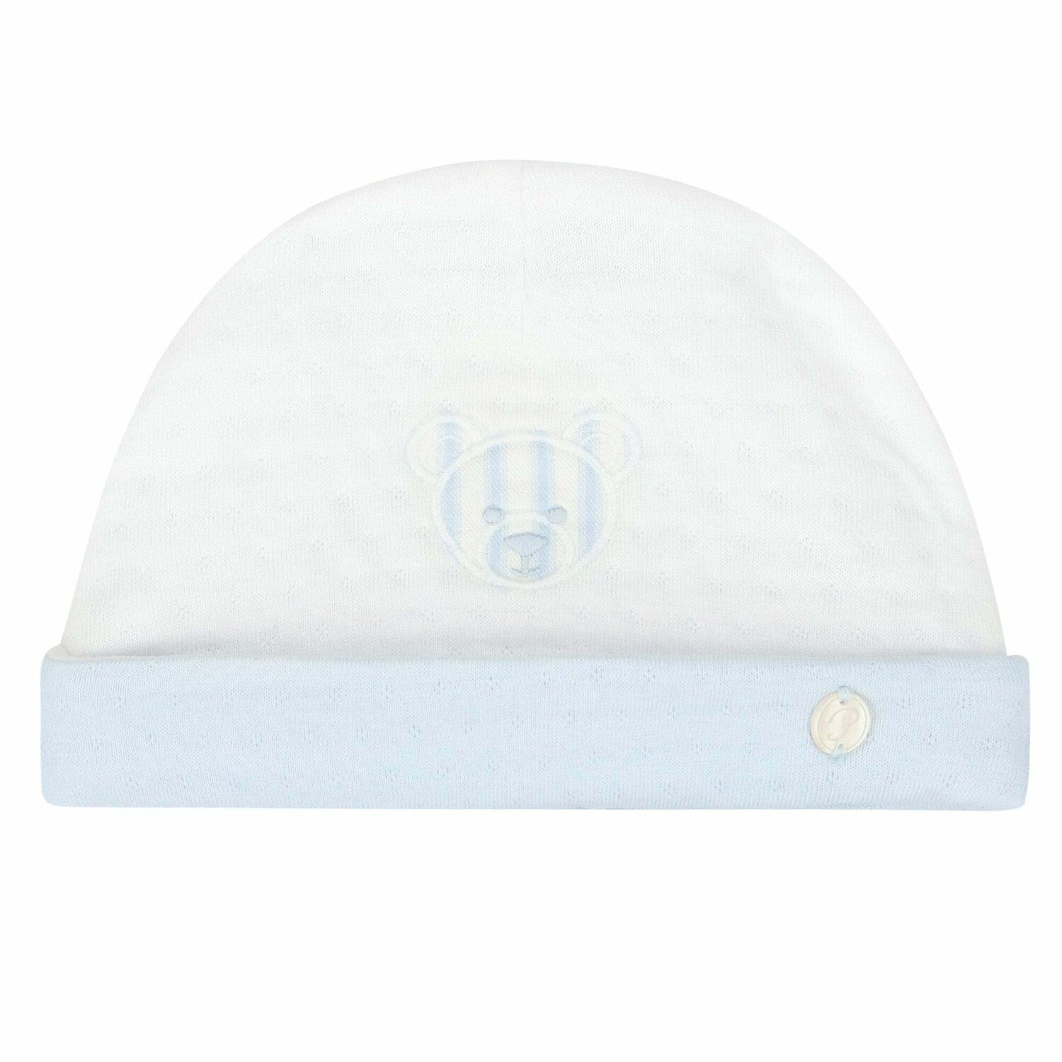 Baby Boys White & Blue Velour Hat, 1, hi-res image number null