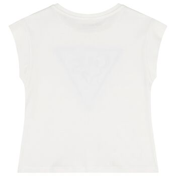 Girls White Embellished Logo T-Shirt
