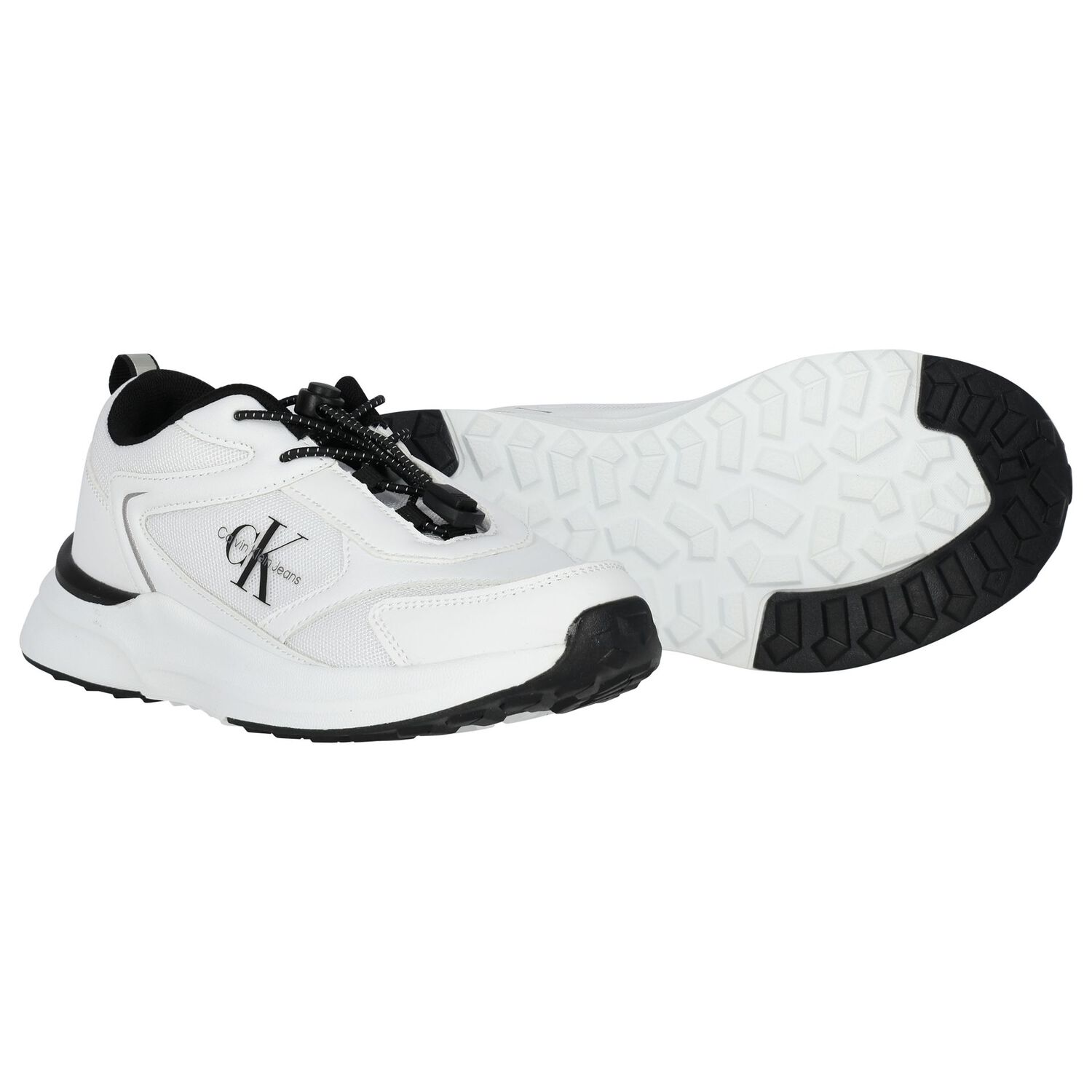 White & Black Logo Trainers, 1, hi-res