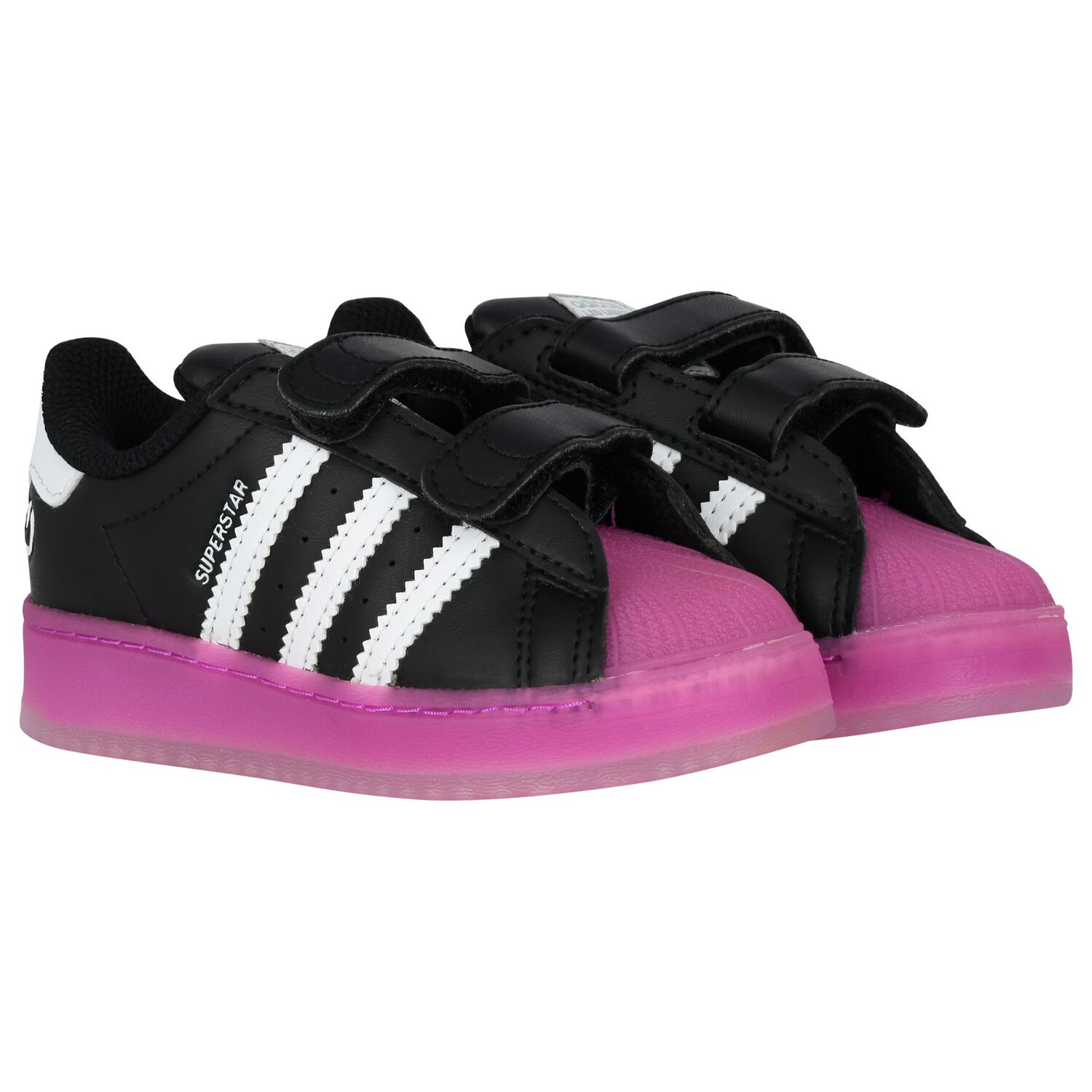 Girls Black & Pink Superstar Led Lights Trainers, 1, hi-res image number null