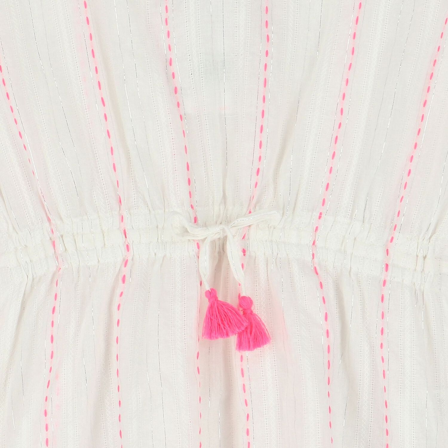 Girls White Striped Kaftan, 1, hi-res