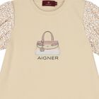 Girls Beige Bag Logo Dress, 2, hi-res